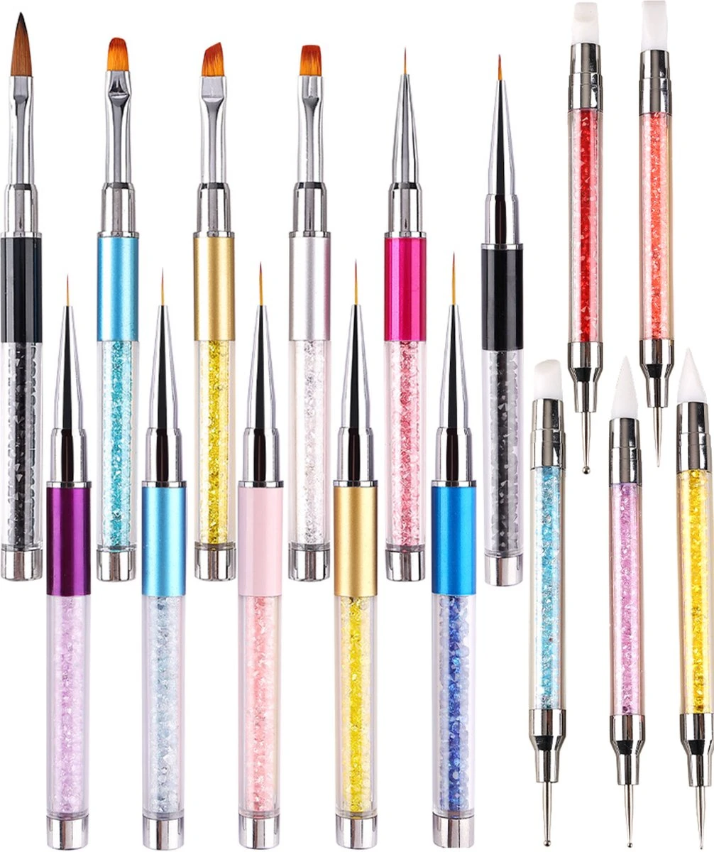 YUBBI™ 16 Delige Nail Art Penselen Set - Nagellak Acryl Penselen - Fineliner Penseel - Dotting Tools - Siliconen Nail Art Penselen 3 YUBBI™ 16 Delige Nail Art Penselen Set - Nagellak Acryl Penselen - Fineliner Penseel - Dotting Tools - Siliconen Nail Art Penselen