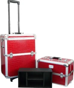Veronica NAIL-PRODUCTS Aluminium Nagel Trolley 3 In 1 CROCO ROOD, Pedicure, Manicure. Ook Als Sinterklaas Trolley, Trolly, Koffer! -Cosmetica Serie Winkel 1015x1200