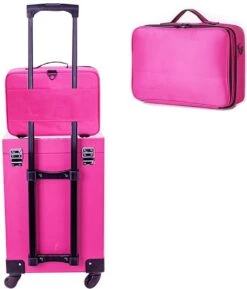 Cosmetica Koffer - Make-up Koffer Met Verstelbare Vakken - Visagie En Nagelstyliste Beauty Koffer - 37x27x13CM - Roze -Cosmetica Serie Winkel 1025x1200 1