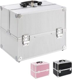 AREBOS Cosmetica Koffer - Beauty Case - Cosmetica Trolley - 15 L - Zilber -Cosmetica Serie Winkel 1084x1200