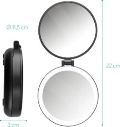 Navaris 1x/5x Vergrotende Make-up Spiegel - Compacte Opvouwbare Kap- En Reisspiegel - Led-verlichte Dubbelzijdige Make-upspiegel - Zwart -Cosmetica Serie Winkel 1128x1200 9