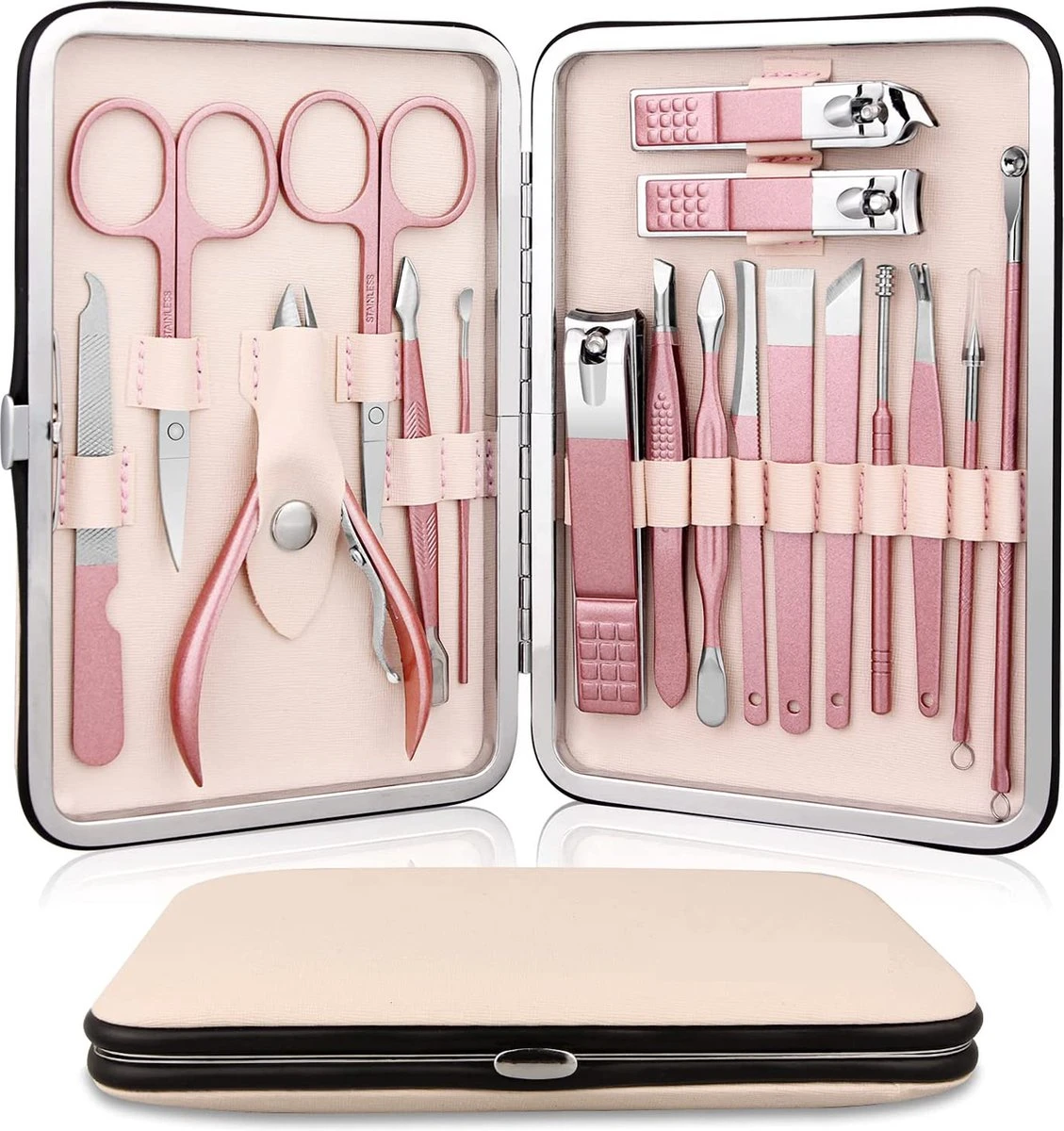 Luxe 18-delige Manicure Set - Manicure Pedicure Set- Nagelverzorging- Met Opbergetui 3 Luxe 18-delige Manicure Set - Manicure Pedicure Set- Nagelverzorging- Met Opbergetui