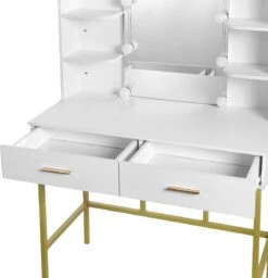 Hollywood Make Up Spiegel & Tafel - Met LED Verlichting - 2 Lades - Wit 10 Hollywood Make Up Spiegel & Tafel - Met LED Verlichting - 2 Lades - Wit -Cosmetica Serie Winkel 1156x1200 5