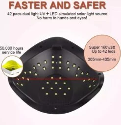 UV Nagel Lamp 168 Watt + 5 Gratis Vijlen - BellaLine - UV Led Nagellamp – Gel Nagel – Nagellak UV – Nageldroger – Salon – Sensor – Gellac - Acryl - Gelnagels – 42 Power Led – Professioneel – Krachtig – Manicure – Extra Lang Snoer - Pink - Pedicure -Cosmetica Serie Winkel 1167x1200 5