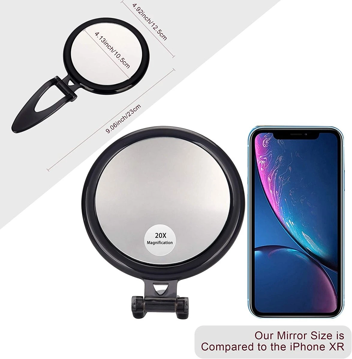 5 Inch, 20X Vergrootspiegel, Tweezijdige Spiegel, 20X/1X Vergroting, Opvouwbare Make-upspiegel Met Handheld/standaard, Gebruik Voor Make-up Toepassing, Pincet En Mee-eter/onzuiverheid Verwijdering 8 5 Inch, 20X Vergrootspiegel, Tweezijdige Spiegel, 20X/1X Vergroting, Opvouwbare Make-upspiegel Met Handheld/standaard, Gebruik Voor Make-up Toepassing, Pincet En Mee-eter/onzuiverheid Verwijdering - Afbeelding 6