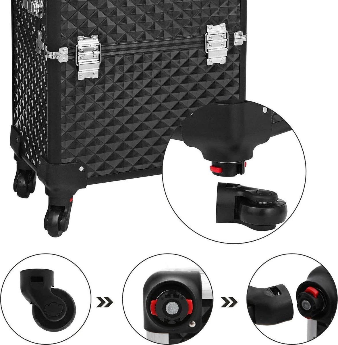 Merkloos Trolley, Make-up Koffer, Cosmetische Koffer, Voor Nageldesign, Make-up Organizer, Koffer Met Draagtas, Zwart JHZ04B 8 Merkloos Trolley, Make-up Koffer, Cosmetische Koffer, Voor Nageldesign, Make-up Organizer, Koffer Met Draagtas, Zwart JHZ04B - Afbeelding 6