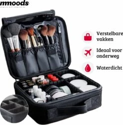 Mmoods Make-up Koffer – Make Up Tas Reizen – Makeup Organizer Verstelbaar -Beautycase Waterdicht – Make-up Tasje Voor Onderweg – Toilettas Voor Cosmetica Zwart