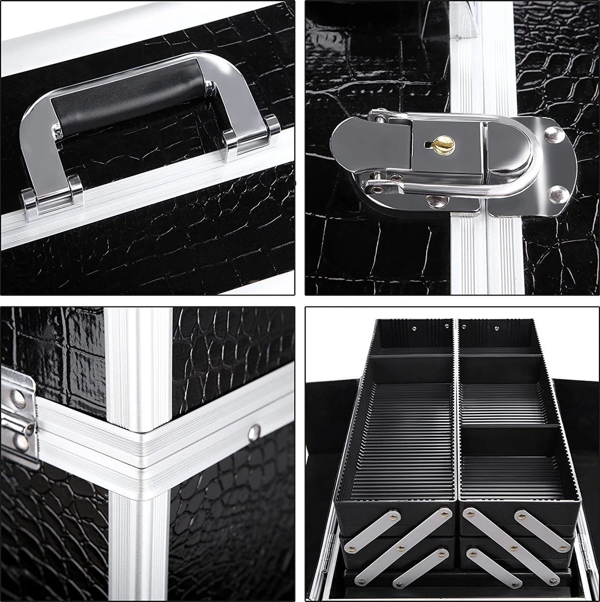 A.T. Shop Cosmeticakoffer, Make-up Koffer, Beauty Case, Bewaren Van Make-up, Nagellak. Zwart 7 A.T. Shop Cosmeticakoffer, Make-up Koffer, Beauty Case, Bewaren Van Make-up, Nagellak. Zwart - Afbeelding 5