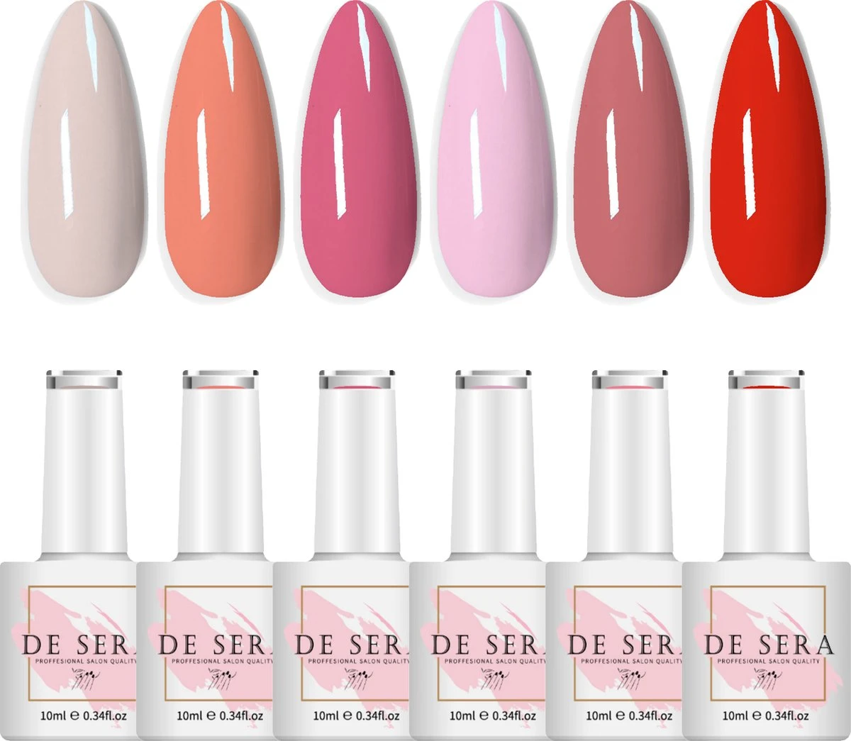 De Sera Gellak 6-delige Set - Gel Nagellak - Pink Edition - Gellac - 10ML - Roze 3 De Sera Gellak 6-delige Set - Gel Nagellak - Pink Edition - Gellac - 10ML - Roze