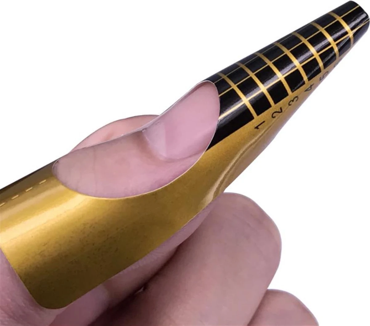 Merkloos Hiden | Nagel Sjablonen - Nail Art - Beauty & Make-up - French Manicure - Goud | 100 Stuks 5 Merkloos Hiden | Nagel Sjablonen - Nail Art - Beauty & Make-up - French Manicure - Goud | 100 Stuks - Afbeelding 3