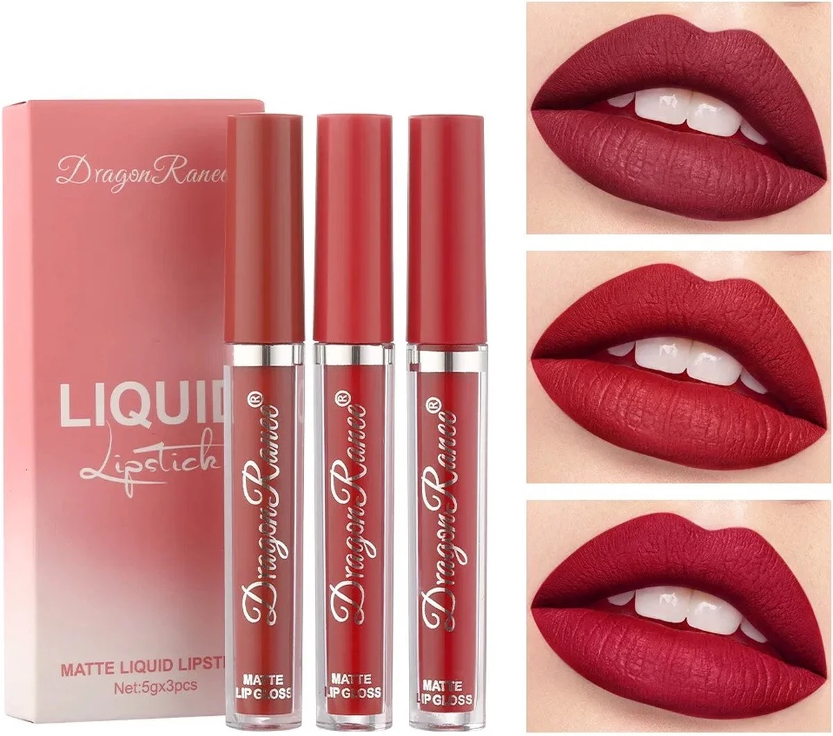 Lippenstift - Lippenstift Langhoudend - Matte Lippenstift - Set Van 3 - Vloeibare Lippenstif