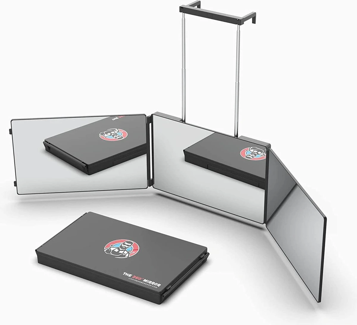 360 ° Graden Spiegel - SELF Cut Mirror System - DRIE Zijspiegel Voor Zelfknippend Haar Met In Hoogte Verstelbare Telescopische Haken (360 Spiegels Met LED-verlichting) (Slechts 360 Spiegels) 5 360 ° Graden Spiegel - SELF Cut Mirror System - DRIE Zijspiegel Voor Zelfknippend Haar Met In Hoogte Verstelbare Telescopische Haken (360 Spiegels Met LED-verlichting) (Slechts 360 Spiegels) - Afbeelding 3