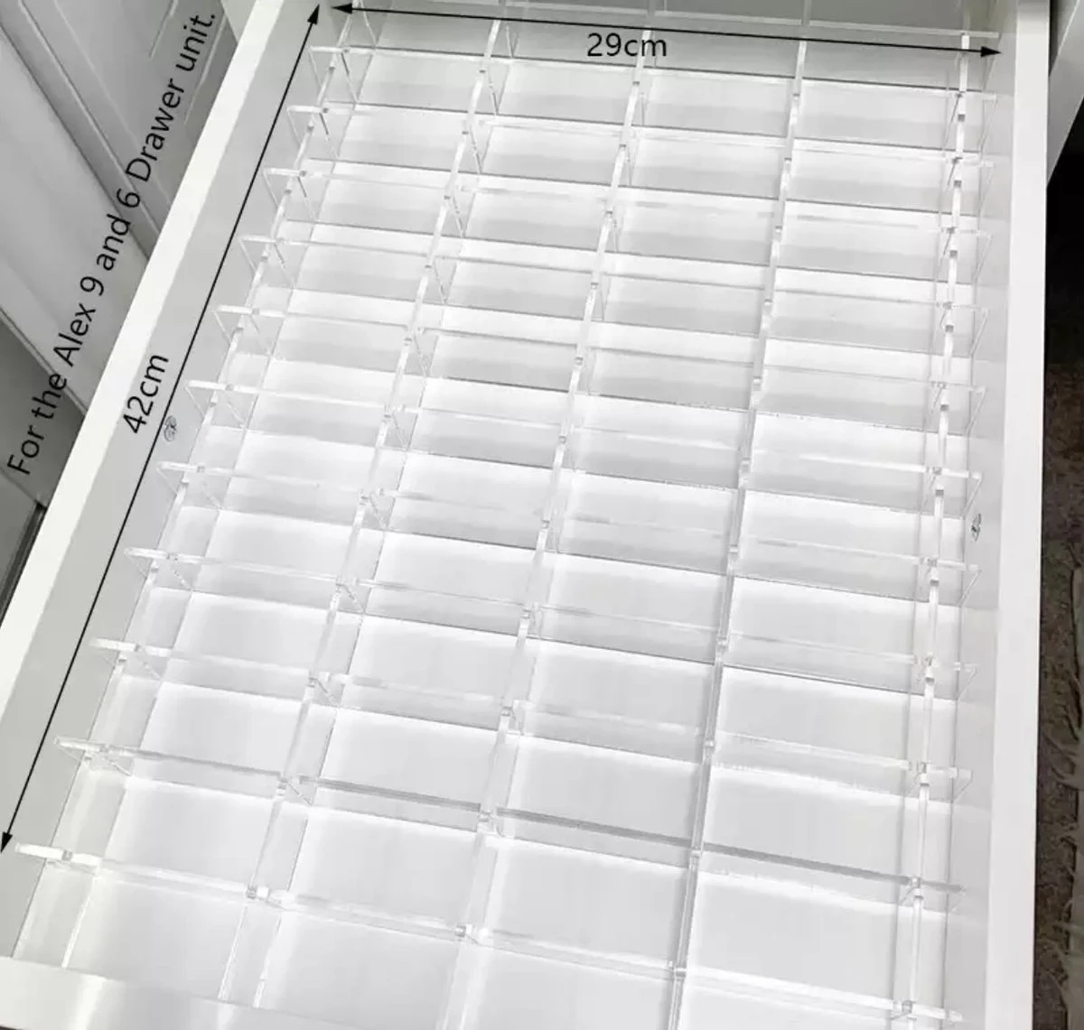 Jumanah® Collections "Sorted" - Medium - Set A - Make Up Organizer Ladeverdeler Transparant Acryl- Ikea Alex 9 Ladeblok 5 Jumanah® Collections "Sorted" - Medium - Set A - Make Up Organizer Ladeverdeler Transparant Acryl- Ikea Alex 9 Ladeblok - Afbeelding 3