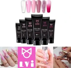 Elvi Polygel Starterskit - Complete Set Inc. USB UV/Led Mini Lamp-Nagelverlenging- Polygel 6 X 15g Perfecte Kleuren Roze - Polyacryl UV Nagellak-Quick Extension Temperature Color Changing UV Gel Pink -Cosmetica Serie Winkel 1200x1147