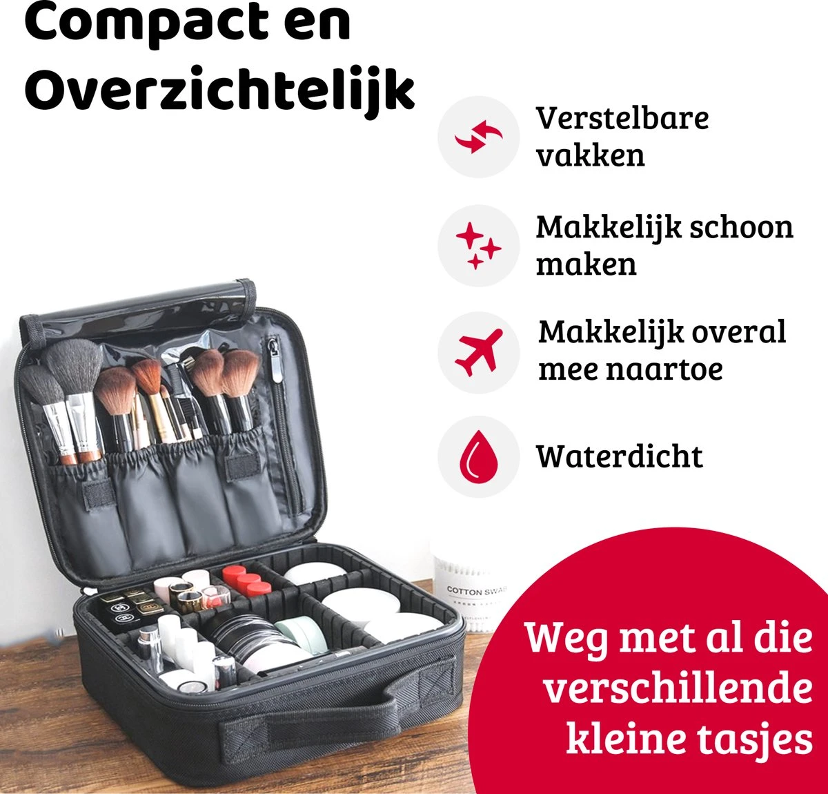 Mmoods Make-up Koffer – Make Up Tas Reizen – Makeup Organizer Verstelbaar -Beautycase Waterdicht – Make-up Tasje Voor Onderweg – Toilettas Voor Cosmetica Zwart 10 Mmoods Make-up Koffer – Make Up Tas Reizen – Makeup Organizer Verstelbaar -Beautycase Waterdicht – Make-up Tasje Voor Onderweg – Toilettas Voor Cosmetica Zwart - Afbeelding 8