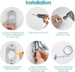 Auxmir Cosmetische Spiegel Met 1X / 10X Vergroting LED Verlichting, Dimbare Make-up Spiegel Met Touch Schakelaar USB Oplaadbare, Scheerspiegel 360 ° Draaibare Muurbeugel Voor Badkamer, Spa En Hotel -Cosmetica Serie Winkel 1200x1155 4