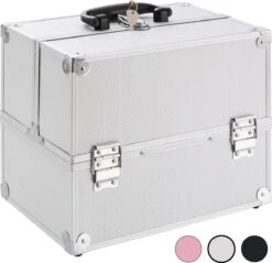 AREBOS Cosmetica Koffer - Beauty Case - Cosmetica Trolley - 15 L - Zilber -Cosmetica Serie Winkel 1200x1163 5