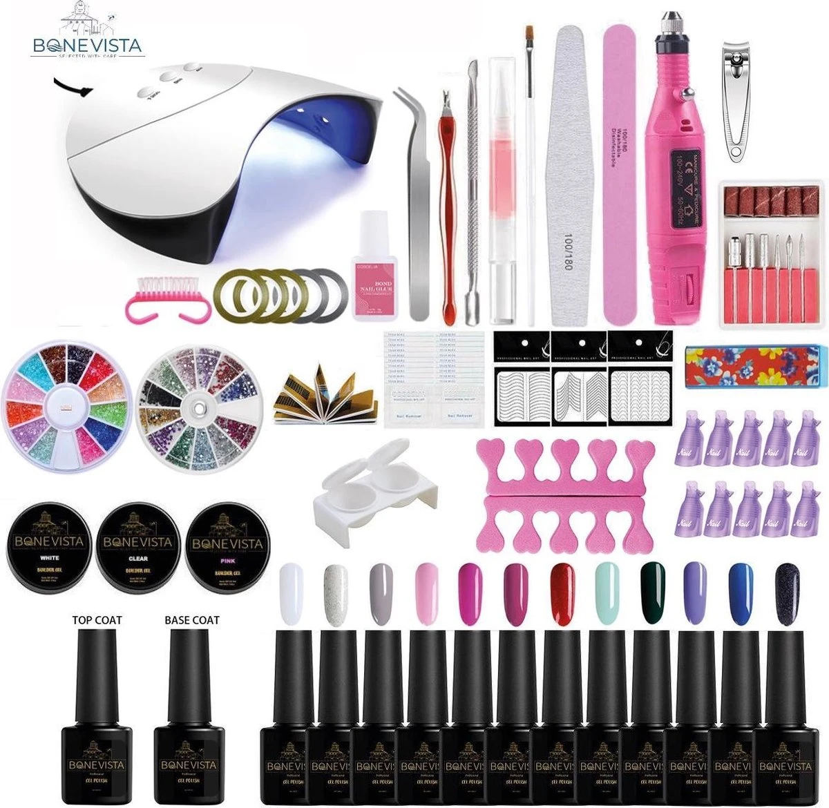 Gellak Starterspakket - Gellak - Gelnagel Kit - UV Lamp 36W - LED - Manicure Set - 12 Kleuren Gel Polish - Nail Art - Nagellamp - Nagelboor - Nageldroger - Nagellak 3 Gellak Starterspakket - Gellak - Gelnagel Kit - UV Lamp 36W - LED - Manicure Set - 12 Kleuren Gel Polish - Nail Art - Nagellamp - Nagelboor - Nageldroger - Nagellak