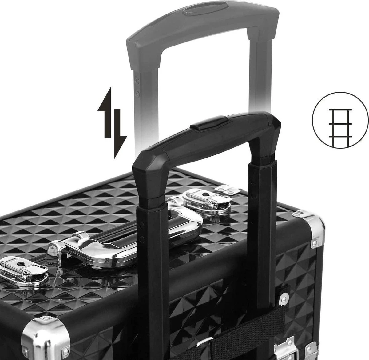 Merkloos Trolley, Make-up Koffer, Cosmetische Koffer, Voor Nageldesign, Make-up Organizer, Koffer Met Draagtas, Zwart JHZ04B 5 Merkloos Trolley, Make-up Koffer, Cosmetische Koffer, Voor Nageldesign, Make-up Organizer, Koffer Met Draagtas, Zwart JHZ04B - Afbeelding 3