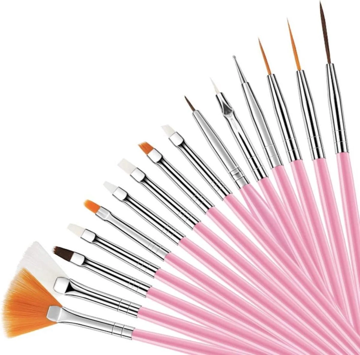 GUAPÀ - Penselen Set Roze Voor Nail Art / Acryl & Gel Nagels - Professional Nail Brushes - 15 Delig 3 GUAPÀ - Penselen Set Roze Voor Nail Art / Acryl & Gel Nagels - Professional Nail Brushes - 15 Delig