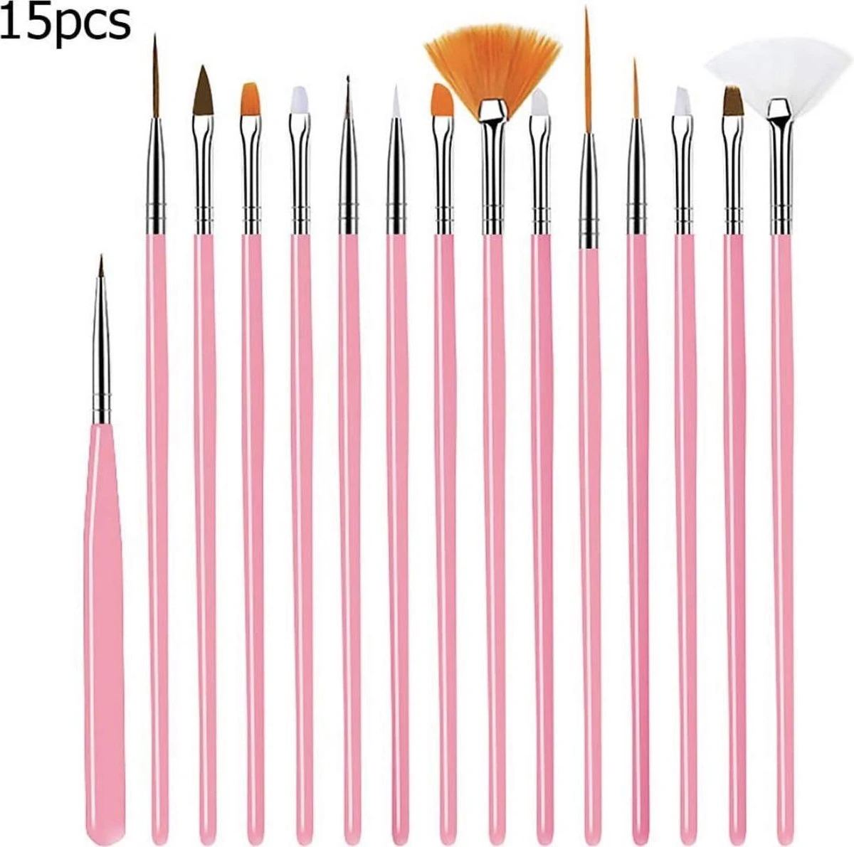 GUAPÀ - Penselen Set Roze Voor Nail Art / Acryl & Gel Nagels - Professional Nail Brushes - 15 Delig 6 GUAPÀ - Penselen Set Roze Voor Nail Art / Acryl & Gel Nagels - Professional Nail Brushes - 15 Delig - Afbeelding 4