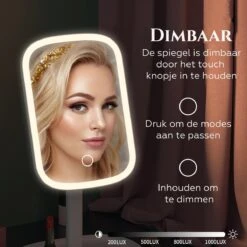 HighHome - Make Up Spiegel Met Led Verlichting - Inclusief 10x Spiegel - 3 Warmtes - 360 °C Draaibaar -Cosmetica Serie Winkel 1200x1200 1061