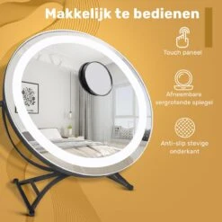 Great's® Make Up Spiegel Met LED Verlichting - ⌀ 40cm - Visagie Spiegel Rond - Extra Close Up Spiegeltje 10x - Zwart 11 Great's® Make Up Spiegel Met LED Verlichting - ⌀ 40cm - Visagie Spiegel Rond - Extra Close Up Spiegeltje 10x - Zwart -Cosmetica Serie Winkel 1200x1200 1124
