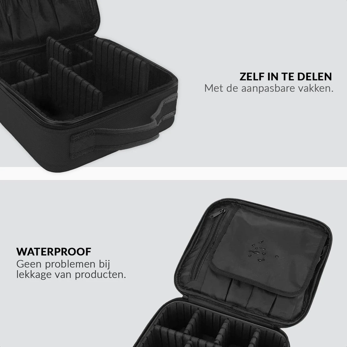 Cosmetica Koffer - Make-up Koffer Met Verstelbare Vakken - Visagie En Nagelstyliste Beauty Koffer - 26x23x9CM 8 Cosmetica Koffer - Make-up Koffer Met Verstelbare Vakken - Visagie En Nagelstyliste Beauty Koffer - 26x23x9CM - Afbeelding 6