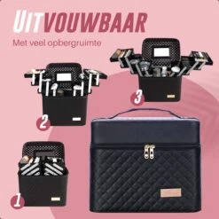 Make Up Koffer En Organizer - Beautycase Met Spiegel - Dames - Cosmetica En Visagie - Zwart -Cosmetica Serie Winkel 1200x1200 1187