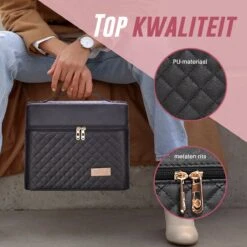 Make Up Koffer En Organizer - Beautycase Met Spiegel - Dames - Cosmetica En Visagie - Zwart -Cosmetica Serie Winkel 1200x1200 1188
