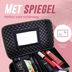 Make Up Koffer En Organizer - Beautycase Met Spiegel - Dames - Cosmetica En Visagie - Zwart -Cosmetica Serie Winkel 1200x1200 1190