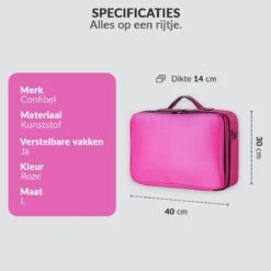 Cosmetica Koffer - Make-up Koffer Met Verstelbare Vakken - Visagie En Nagelstyliste Beauty Koffer - 40x30x14CM - Roze -Cosmetica Serie Winkel 1200x1200 1214