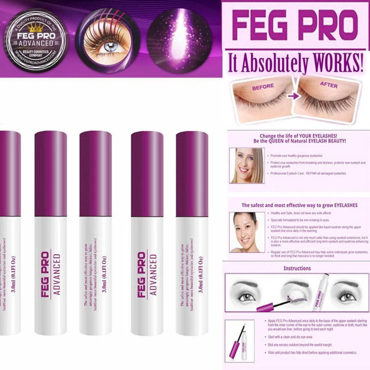 Merkloos FEG Pro Geavanceerde Wimpeserum | Wimper Groei Booster | Wimper Behandelingen | Serum Enhancer | Originele Feg Eyelash Enhancer Eyelash Serum Eyebrow Enhancer Eyebrow Serum 7 Merkloos FEG Pro Geavanceerde Wimpeserum | Wimper Groei Booster | Wimper Behandelingen | Serum Enhancer | Originele Feg Eyelash Enhancer Eyelash Serum Eyebrow Enhancer Eyebrow Serum - Afbeelding 5