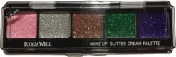 Leticia Well - Glitter Cream Make-up Palette Ogen En Lippen - 5 Tinten Roze/zilver/koper/groen/paars - Nummer 03