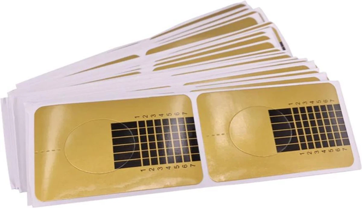 Merkloos Hiden | Nagel Sjablonen - Nail Art - Beauty & Make-up - French Manicure - Goud | 100 Stuks 4 Merkloos Hiden | Nagel Sjablonen - Nail Art - Beauty & Make-up - French Manicure - Goud | 100 Stuks - Afbeelding 2