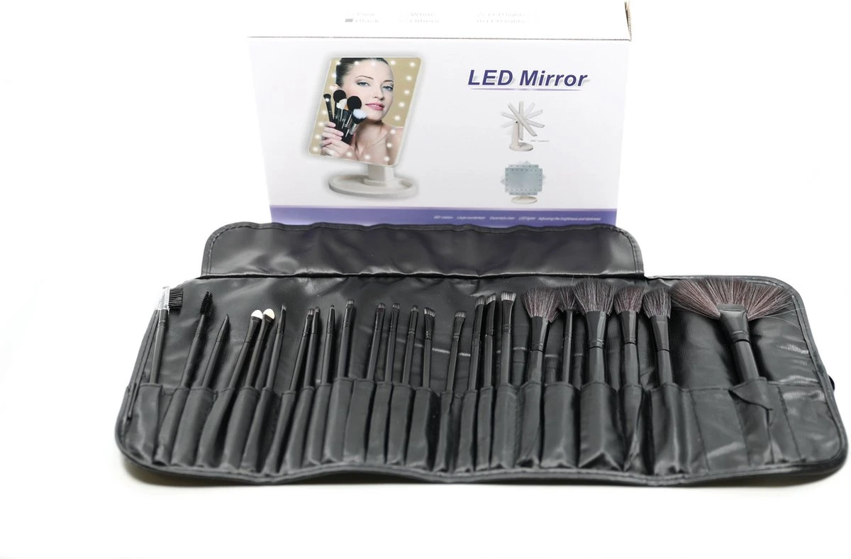 De Ultieme Make-up Ervaring: Cosmetische Spiegel Met 16 LED's En Set Van 24 Professionele Make-up Kwasten - Perfect Voor Een Vlekkeloze En Verlichte Look! Spiegel - Kwasten - Make-up Kwasten - Make-up Spiegel - Verlichting - LED - 7 De Ultieme Make-up Ervaring: Cosmetische Spiegel Met 16 LED's En Set Van 24 Professionele Make-up Kwasten - Perfect Voor Een Vlekkeloze En Verlichte Look! Spiegel - Kwasten - Make-up Kwasten - Make-up Spiegel - Verlichting - LED - - Afbeelding 5