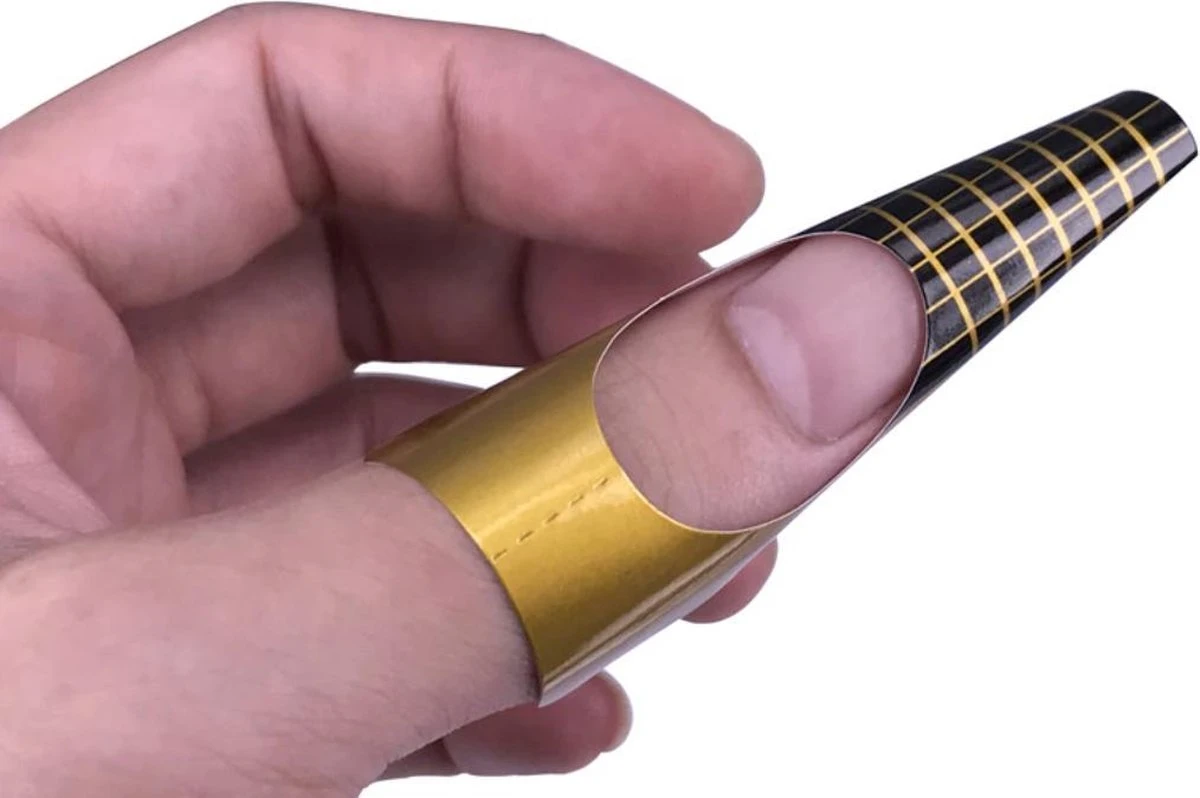 Merkloos Hiden | Nagel Sjablonen - Nail Art - Beauty & Make-up - French Manicure - Goud | 100 Stuks 3 Merkloos Hiden | Nagel Sjablonen - Nail Art - Beauty & Make-up - French Manicure - Goud | 100 Stuks