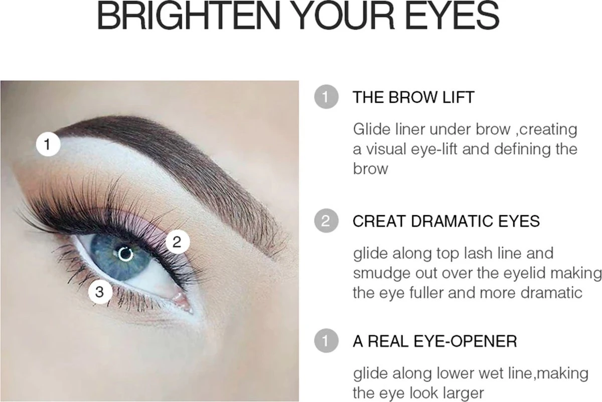 Witte Soft Eyeliner - 2 Stuks - Zachte Eyeliner - White Eyeliner - 2 Pieces - 7 Witte Soft Eyeliner - 2 Stuks - Zachte Eyeliner - White Eyeliner - 2 Pieces - - Afbeelding 5