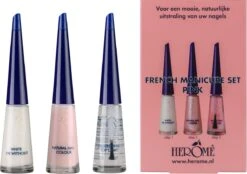 Herome French Manicure Set Pink - Complete Set In 3 Stappen Een French Manicure - Met Een Pink Kleurlak, Een Witte Nagellak Voor De Nagelranden En Een Top Coat - 3x10ml.