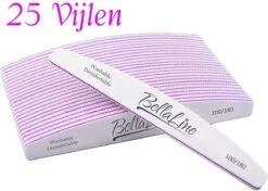 BellaLine - 25 Nagelvijlen - Kunstnagels - Moonvijl - Zebra Vijl - Nagelvijl - Nagels - Nail Art - Nagelverzorging - Nepnagels - Acrylnagels - Gelnagels - Nails - Moon - UV Nagel Gel - Zachte Vijl 100/180 - Nagel Vijl