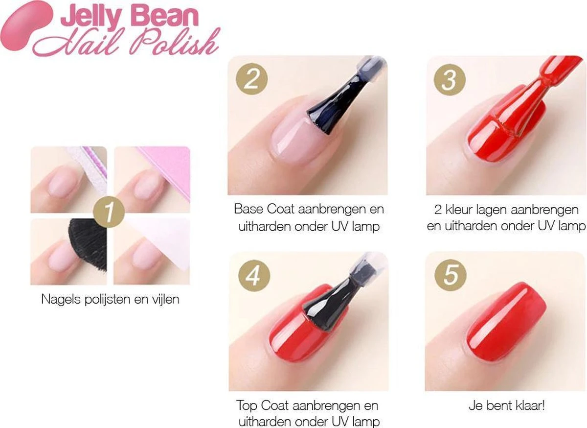 Jelly Bean Nail Polish Gel Nagellak - Gellak - Matte Topcoat - Matt Top Coat - UV Nagellak 8ml 4 Jelly Bean Nail Polish Gel Nagellak - Gellak - Matte Topcoat - Matt Top Coat - UV Nagellak 8ml - Afbeelding 2