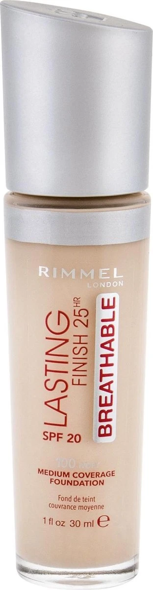 Rimmel London Rimmel Lasting Finish Breathable Foundation - 100 Ivory 11 Rimmel London Rimmel Lasting Finish Breathable Foundation - 100 Ivory - Afbeelding 9