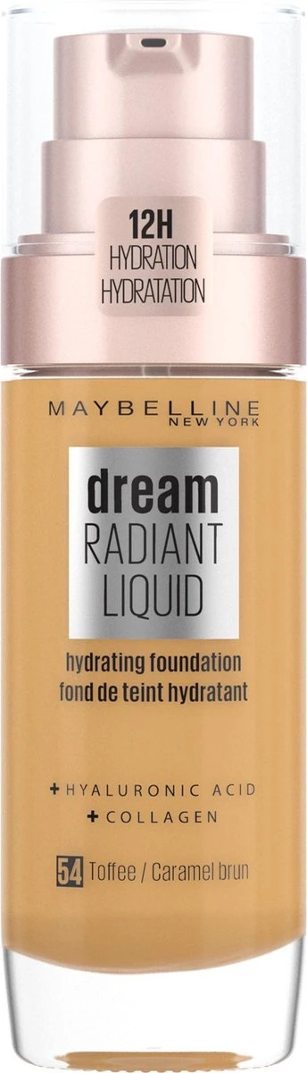 Maybelline Dream Radiant Liquid - 054 Toffee - Foundation Geschikt Voor De Droge Huid Met Hyaluronzuur - 30 Ml 2 Maybelline Dream Radiant Liquid - 054 Toffee - Foundation Geschikt Voor De Droge Huid Met Hyaluronzuur - 30 Ml