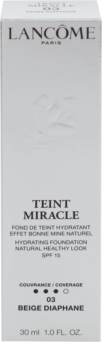 Lancôme Teint Miracle Foundation SPF 15 - 03 Beige Diaphane - 30 Ml 6 Lancôme Teint Miracle Foundation SPF 15 - 03 Beige Diaphane - 30 Ml - Afbeelding 4