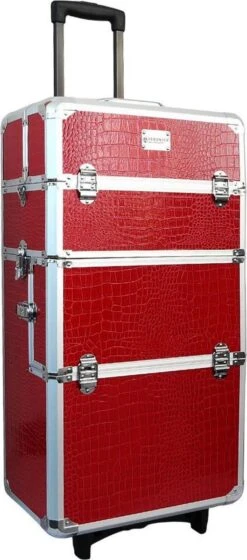 Veronica NAIL-PRODUCTS Aluminium Nagel Trolley 3 In 1 CROCO ROOD, Pedicure, Manicure. Ook Als Sinterklaas Trolley, Trolly, Koffer! -Cosmetica Serie Winkel 529x1200 1