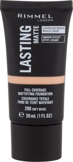 Rimmel London Lasting Matte Foundation - 200 Soft Beige 20 Rimmel London Lasting Matte Foundation - 200 Soft Beige -Cosmetica Serie Winkel 543x1200