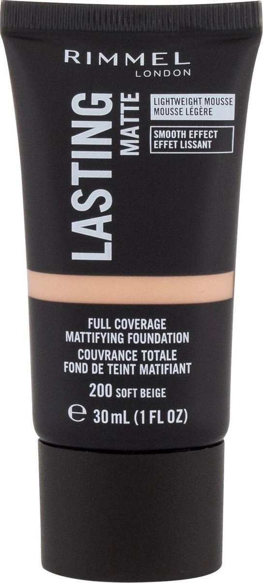 Rimmel London Lasting Matte Foundation - 200 Soft Beige 10 Rimmel London Lasting Matte Foundation - 200 Soft Beige - Afbeelding 8
