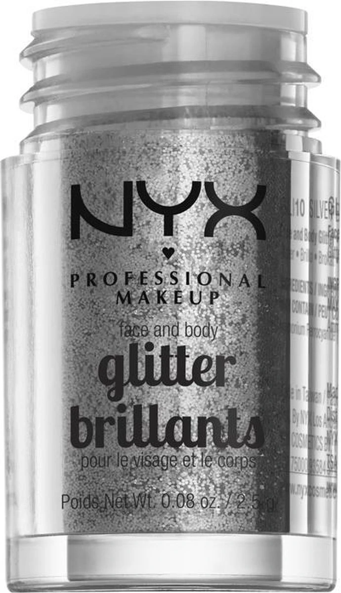 NYX PROFESSIONAL MAKEUP FACE & BODY GLITTER - SILVER 4 NYX PROFESSIONAL MAKEUP FACE & BODY GLITTER - SILVER - Afbeelding 2