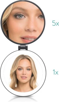 Navaris 1x/5x Vergrotende Make-up Spiegel - Compacte Opvouwbare Kap- En Reisspiegel - Led-verlichte Dubbelzijdige Make-upspiegel - Zwart -Cosmetica Serie Winkel 700x1200 3