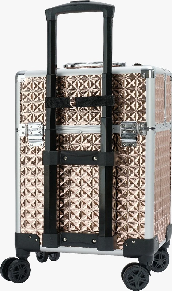 Koffer Gouden Kleur | Beautycase / Beautykoffer / Trolley Van Aluminium - 8 Wielen - Kapper Koffer - Tattoo Koffer - Nagel Koffer - Make-up Koffer 5 Koffer Gouden Kleur | Beautycase / Beautykoffer / Trolley Van Aluminium - 8 Wielen - Kapper Koffer - Tattoo Koffer - Nagel Koffer - Make-up Koffer - Afbeelding 3